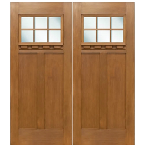 Escon Doors Ff626 2 72 X80 Fiberglass Craftsman Style 6 Lite Double Entry Door In Douglas Fir Wood Grain