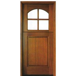 DSA Doors, Model: 4LT-1P Arched Glass Dutch Door E-01