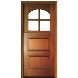 DSA Doors, Model: 4LT-2HP Arched Glass Dutch Door E-01
