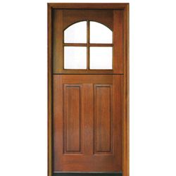 DSA Doors, Model: 4LT-2VP Arched Glass Dutch Door E-01