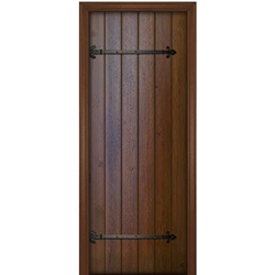 GlassCraft, Model: Portobello MAH SQ Top Plank Door With Decorative Florentine Straps-1