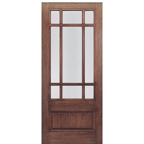  Doors On Sale Mahogany Square Top 9-Lite with Panel Bottom Exterior