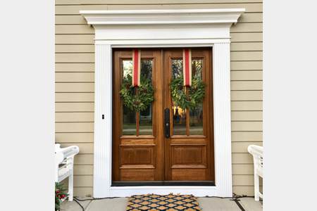Double exterior doors Mahogany wood